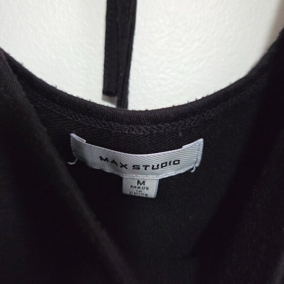 EUC MAX STUDIO BLACK DOUBLE SCOOP NECK MUSCLE SLEEVE STYLE JUMPSUIT SIZE M - Picture 12 of 16